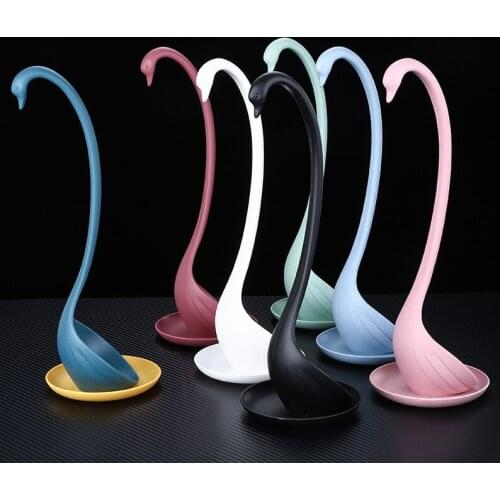 Swan Ladle Spoons With tray Swan Shaped Ladle Special Swan Spoons Useful Kitchen Cooking Tool Plastic Ladle Home Table Decor