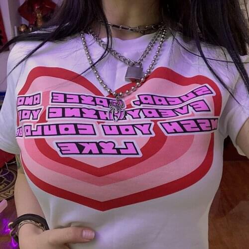Summer letter love print t shirt women Cotton Casual Funny T Shirt Gift 90s Lady Teenager Girl Short T-shirt white shirt Y2k