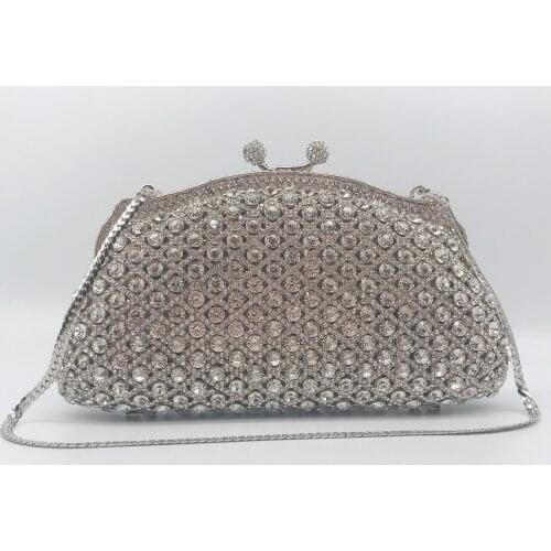 19x10.5CM Diamond-studded Dinner Bag Metal Hard Box Diamond Bag Banquet Dress Hand Women Chain Pouch a6773
