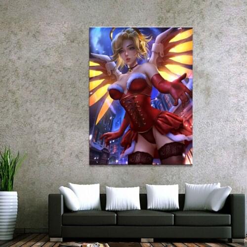 Home Decor Modular Canvas Picture 1 Piece Sexy Overwatch Mercy Game Painting Poster Wall For Home Canvas Painting Wholesale