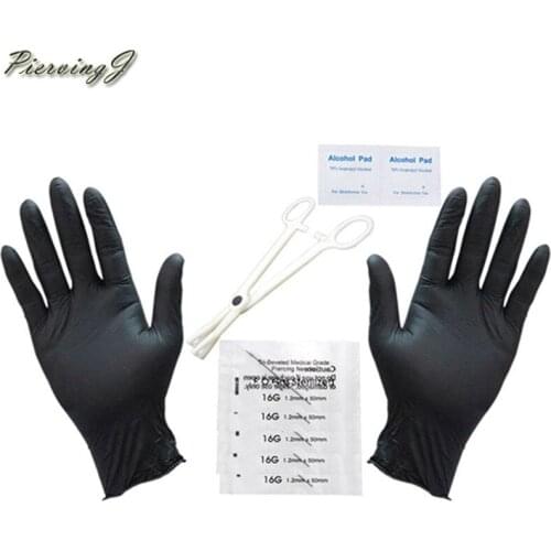 PiercingJ 10 PRO 14G/16G Body Piercing Kit Needle Belly Forcep Body Jewelry Scissors Gloves Piercing jewelry Tool Accessories