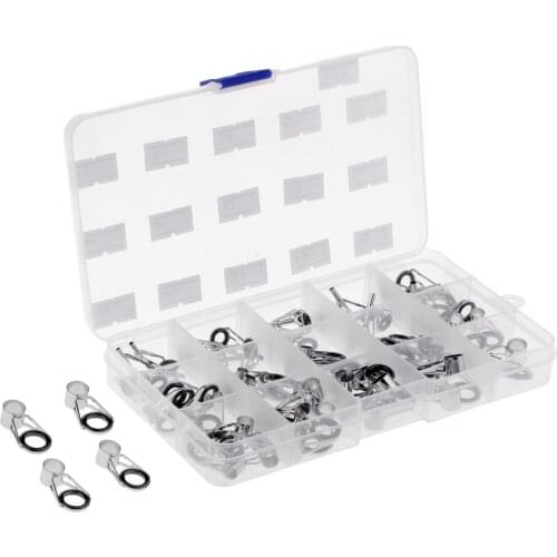 75pcs Fishing Rod Guides Top Tips Ring Set Spinning Rod Eye Ring Repair Kit