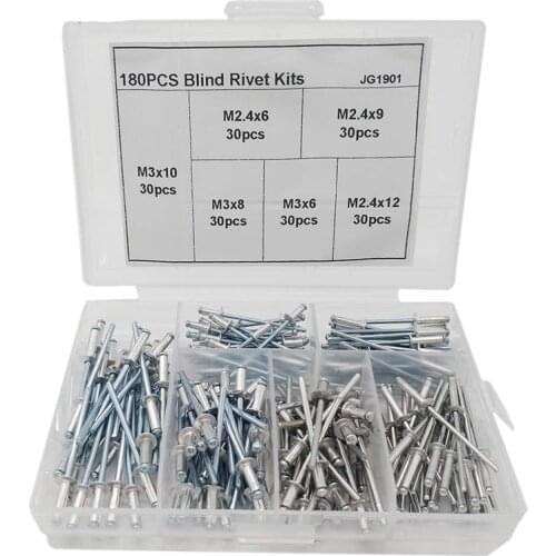 180Pcs Nail Decoration Aluminium Blind Rivet Rivet Kits For Furniture Assortment Kit