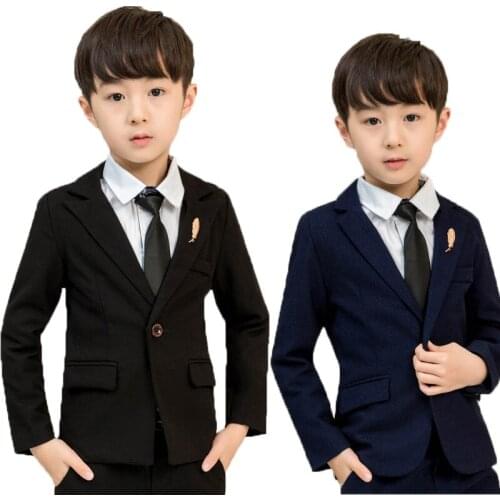 Boys Blazer Suit Kids England Style Formal Jacket Pants Tie Blazer Suit Children Graduation 3Pcs Clothes Sets Boys Wedding Suit