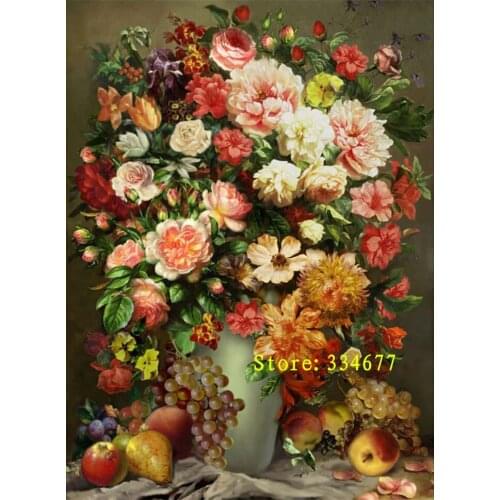 Peony rose flower Cross Stitch Kits Counted Needlework Embroidery Crafts 14ct Unprinted DIY Arts Handmade Home Decor