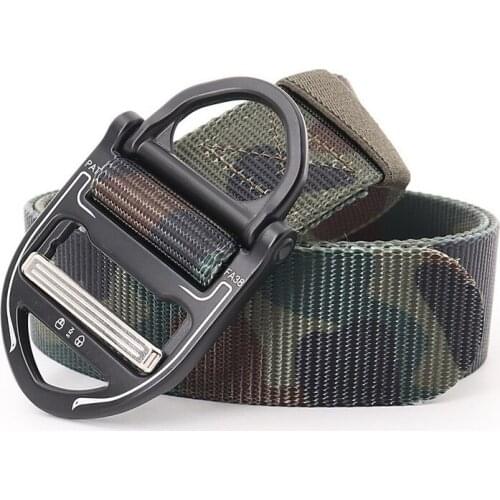 Mens Tactical Belt Military Nylon Quick Release Outdoor Multifunctional Training Army Fans Metal Buckle Waist Strap Camouflage