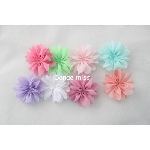 Chic chiffon flower flat back for girl headband hair flower,shoes,clothes 23colors 5.5cm 1000pcs