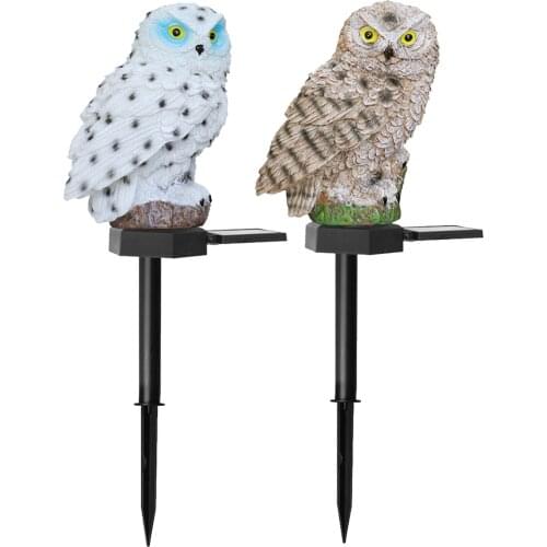 Solar Garden Light Lawn Walkway Patio Led Owl Shape Lights with Stake Waterproof Warm White for Graden Path Yard Landscape