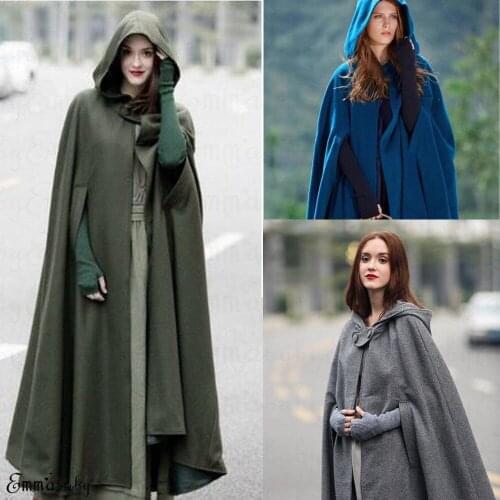 Womens Long Trench Cape Hooded Wool Blend Coat Sleeveless Winter Fashion Ladies Cardigan