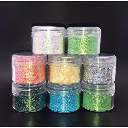 High Quality glitter 8 colors in set Nail Art Glitter 3D nail glitter Neon Sequins Polish Nail Decoration Nail Glitter