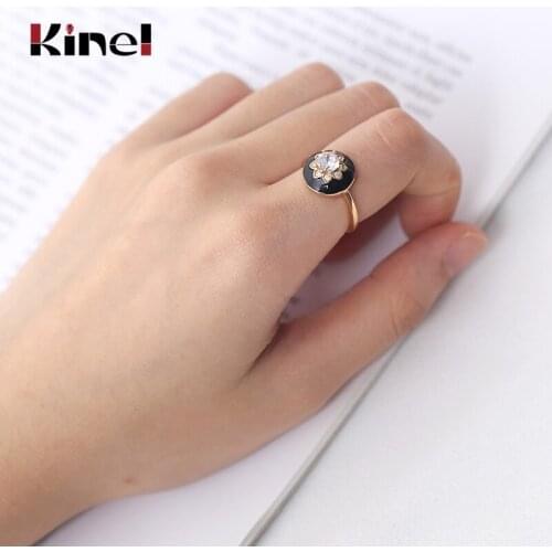 Kinel 925 Sterling Silver Enamel Flower Korean Open Rings for Women Party Statement Rings Luxury Jewelry Gift 2020 New Hot