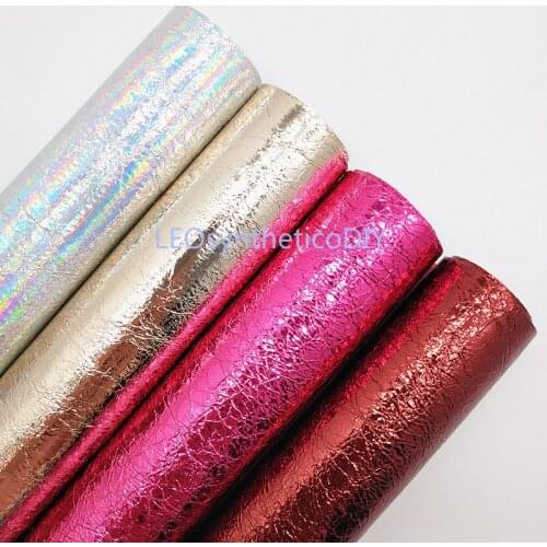 1PC 21X29CM Crack Faux Leather Fabric, Metallic Synthetic Leather Fabric Leather Sheets For Making Bows LEOsyntheticoDIY T290A