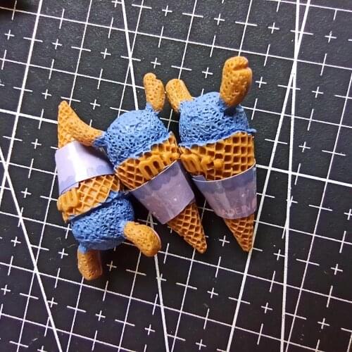 1pcs/lot resin blue cartoon ice cream cone 32mm Cabochons Hair Bow Center Card Frame Making Craft DIY