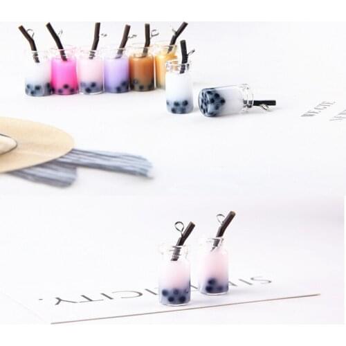 10pcs/lot Unique Bottle Design Charms Resin Pearl Milk Tea Bottle Pendants Earring Charms For Fashion Jewelry Accessories YZ097