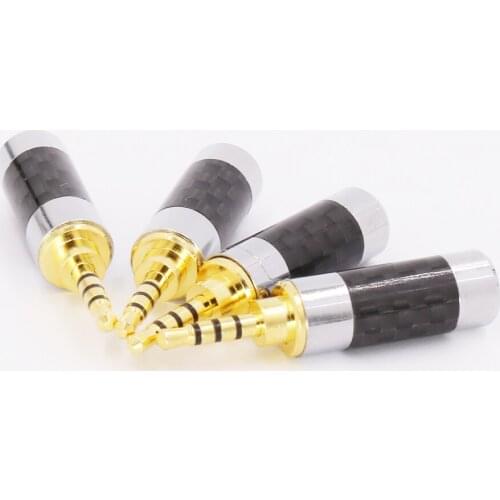2pcs carbon fiber Gold plated 4pole 2.5mm Stereo Headphone Plug 2.5mm stereo Male Repair headphone Jack Plug Audio Soldering