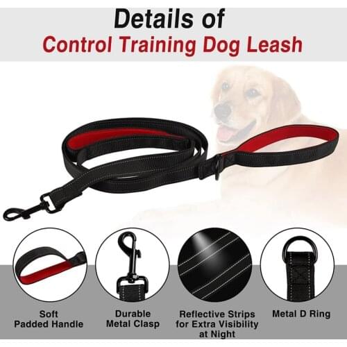 2 Pack Dog Leash 6Ft Long - Traffic Padded 2 Handles Dog Training Leash for Control Safety Training -Reflective