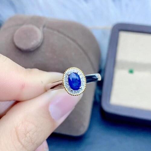 925 Sterling Silver 100% Natural And Real Sapphire Gemstone Wedding Engagement Rings for Women Fine Jewelry Gift Wholesale