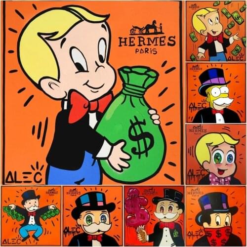 Alec Monopoly Rich Money Man Canvas Painting on the Wall Art Posters and Prints Graffiti Art Wall Pictures Home Decor Cuadros