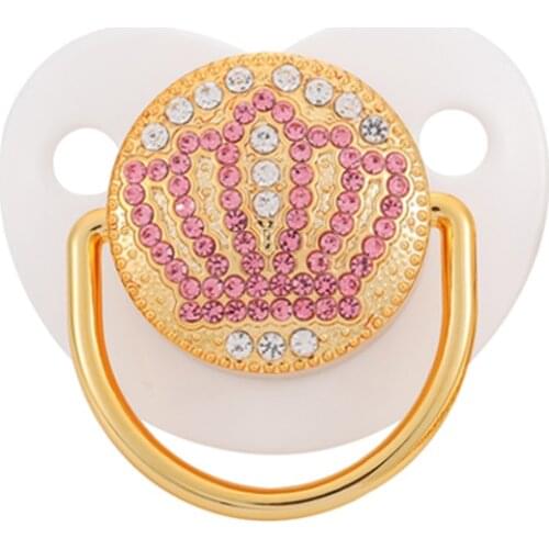 BLINGONLY Hot Sale Luxury Soothie Dummies Rhinestone Crown Shape Bling Baby Pacifier