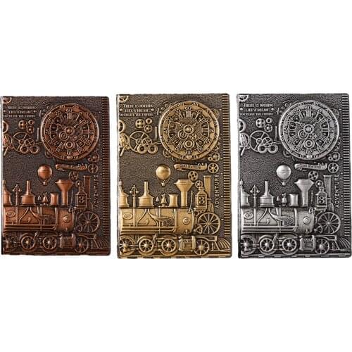 Antique Style Embossed Locomotive Pattern Writing Notebook A5 Lined Journal Daily Notepad