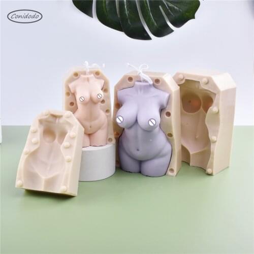 Big Chest Fat Torso Silicone Body Candles Mold Waist Design Naked Female Body Scented Soap Soft DIY Handmade 3D Stereo Mould