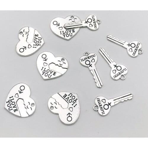 I love you Love Quote Key Chain Key Rings Romantic Letter Pendant Keychain heart and key Jewelry accessories Valentines Day Gif