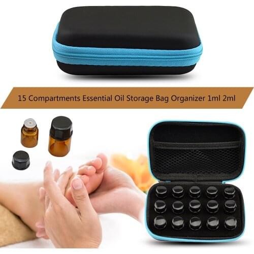 Essential Oil Case 15 Bottles 1ML 2ML 3ML Perfume Oil Essential Oil Box Travel Portable Carrying Holder Nail Polish Storage Bag