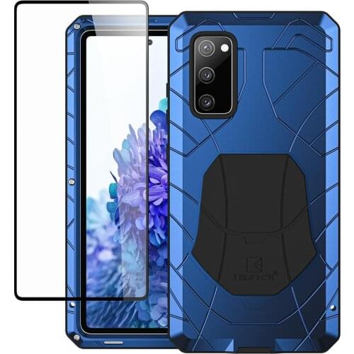 For Samsung Galaxy S20 FE S21 S21Plus S21Ultra Case Aluminum Metal Tempered Glass Screen Protector Galaxy S20 FE 5G Funda Cover