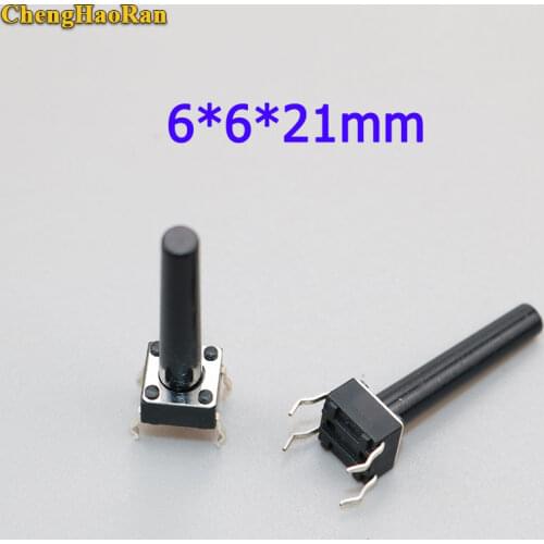 ChengHaoRan 50pcs 6*6*21mm Interruptor 4 PIN Tactile Tact Push Button Micro Switch Direct Plug-in Self-reset Top Copper