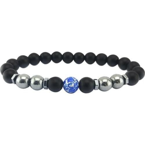 Natural Stone Black Bracelet Men Women Unisex Vintage Fashion Gifts Holiday Bracelet M1A6