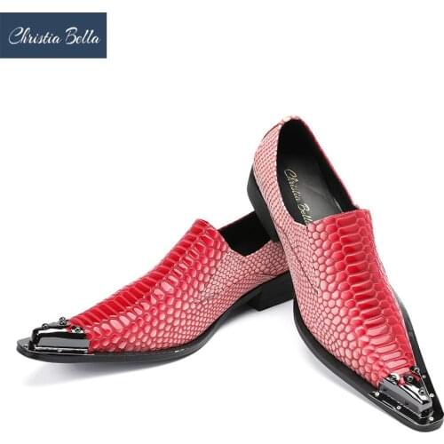 Christia Bella New Fashion 2018 Pointed Toe Mens Dress Shoes Genuine Leather Men Shoes Party Wedding Shoes Business Formal Shoes