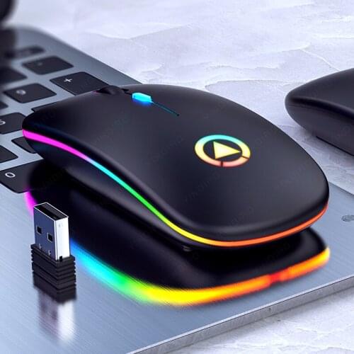 RGB Wireless Mouse Computer Mouse Silent Ergonomic Bluetooth Rechargeable Mice with LED Optical Backlit USB Mice for PC Laptop
