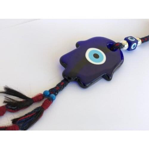 Decorative Hamsa Hand Evil Eye 15cm Glass Bead Pendant Charm Turkish Handmade Amulet Talisman Nazarlik Protector Made in Turkey