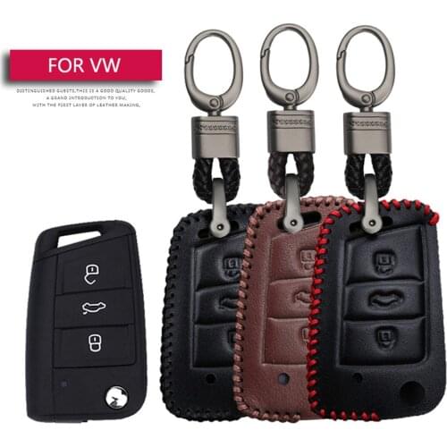 For Vw Volkswagen Golf Mk7 Mk3 4 5 6 7 Gti Mk2 Polo Passat Car Key Protection Shell Key Case Cover Leather Key Ring Shell