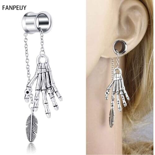 Fanpeijy Ear Piercing Tunnels Dangle Ear Plugs Stainless Steel Ear Gauges Body Jewelry Flesh Tunnels Gauges Expander Piercings