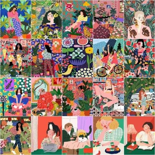 GATYZTORY DIY Picture By Numbers Abstract Girl For Kids Adult Gift Home Decor Oil Painting Handpainted Wall Art Drawing Acrylic