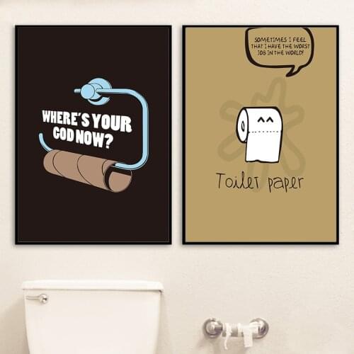 Canvas Painting Toilet Paper Jokes Cartoon Wall Art Pictures Modern Mural Vintage Poster Bathroom Home Decoration