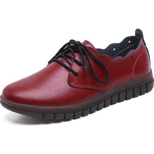 Sneakers Flat Casual Shoes Women Womens Genuine Leather Shoes Soft Bottom Wild Non-Slip White Shoes