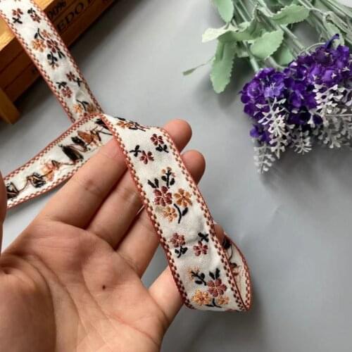 2 yards 2 cm Embroidered Flower Webbing Ribbon Lace Trim for Garment Shoes Home Textile DIY Crafts Hair Accessories DIY Crafts