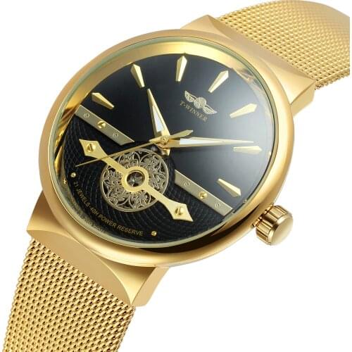 Fashion Winner Men Automatic Mechanical Watch Luxury Waterproof Sports Luminous Clock Men Mesh Steel Thickness Case Wristwatches