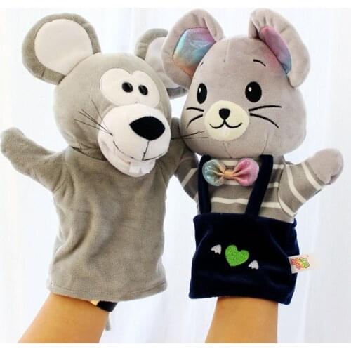 Mouse cat catch mice hand puppet toy animal glove can open mouth fluffy doll cover hand doll kindergarten mouse year mascot