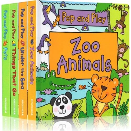 3-6 year 4 book/set Pop And Play series Early childhood English Enlightenment books STEM Popular science 3D paperboard book