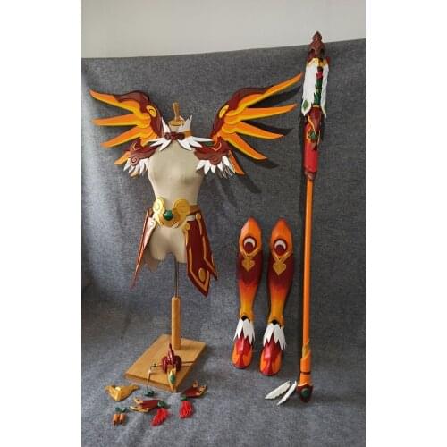 Overwatch Mercy Skin Zhuque Cosplay Wings Armor Staff