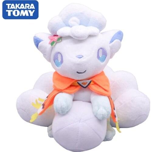 TAKARA TOMY Pokemon 17cm White Ice Vulpix Plush Dolls Toy Game Anime Six-Tailed Fox Dolls Christmas Gift toys for Children Kids