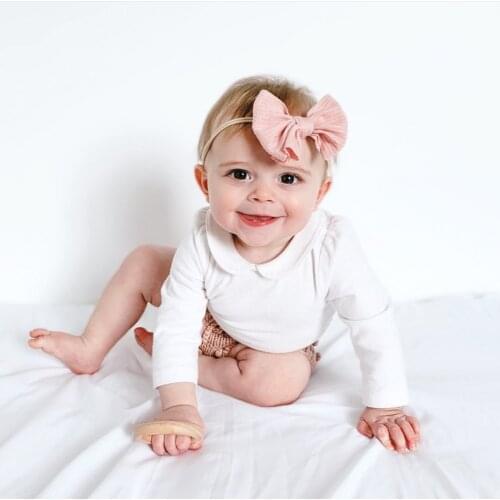 Stripe Hair Bows Elastic Nylon Headband For Girls Bowknot Infant Cute Hair Clip Kids Hair Bands Hair 8 colors Accessories