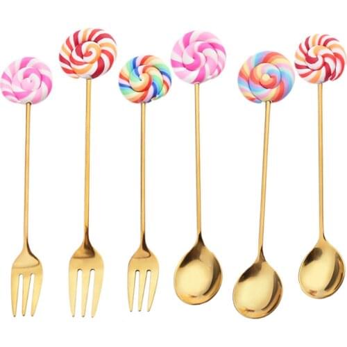 Donut Fork Tableware Cute Dishes Stainless Steel Talheres Dessert Spoon Cream Coffee Table Forks Kitchen Baby Kids Dinnerware