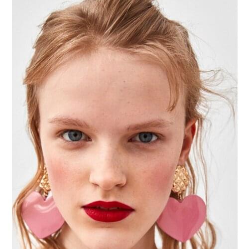 PPG&PGG Bohemia Heart Shape Drop Statement Earrings For Women Hot Sale Brand ZA Simple Earrings Charm Wedding Jewelry