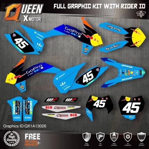 QUEEN X MOTOR Custom Team Graphics Decals Stickers Kit For KTM 2013 2014 2015 SX SXF , 2014 2015 2016 EXC XC-W EXC-F 026