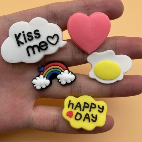 Single Sale 1Pcs Shoe Charms Rainbow Love Heart Shape White Clouds PVC Shoe Accessories For Croc Jibz Kids X-Mas Gifts 6P-9L-2