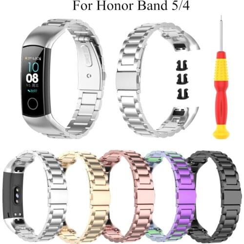 Metal Wrist Strap for Honor Band 5 4 Smart Bracelet Men Wristband with Tools for Huawei Honor Band 5 Watch Band Accessories